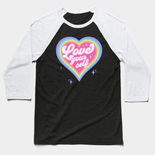 Love Your Self - Anti Valentine's Day Retro 90's Rainbow Heart Baseball T-Shirt